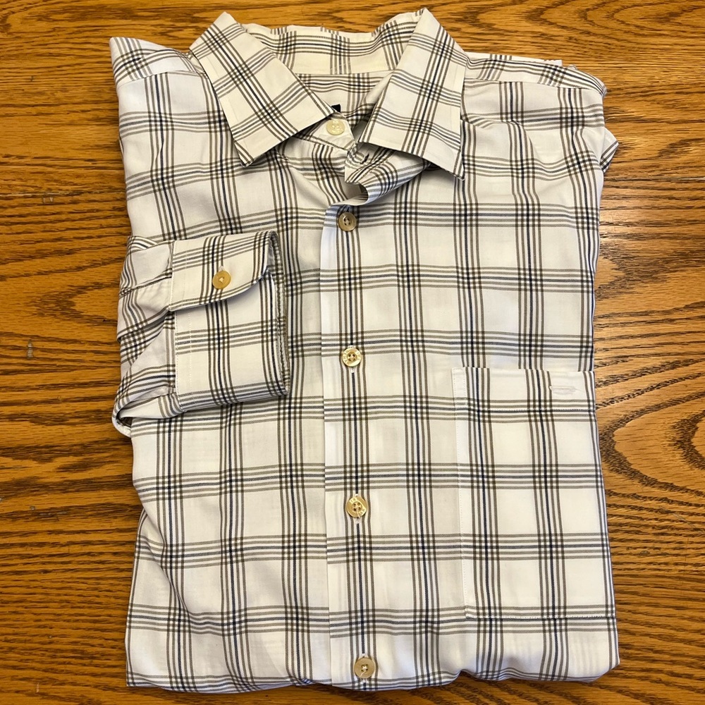 Ike Behar Mens White With Stipes XL Button Down Dress Shirt